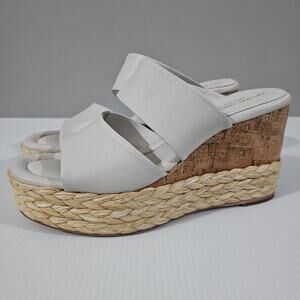 NEW Andre Assous Pilar Wedge Sandal EU 39 Platform Espadrille Off White Leather